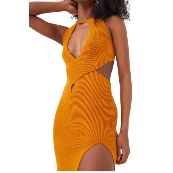 For Love And Lemons Maggie Midi Dress Gold Size Small - Picture 5 of 15